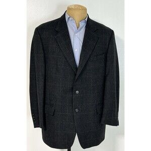 Majer 3 Roll 2 Plaid Tweed Blazer Mens Sz 44L Vintage Wool Alpaca Blend 3/2 Roll
